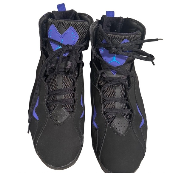 Air Jordan True Fight in Black & Blue Lagoon Leather Sneaker Shoes US 10.5 EUC - Picture 9 of 16